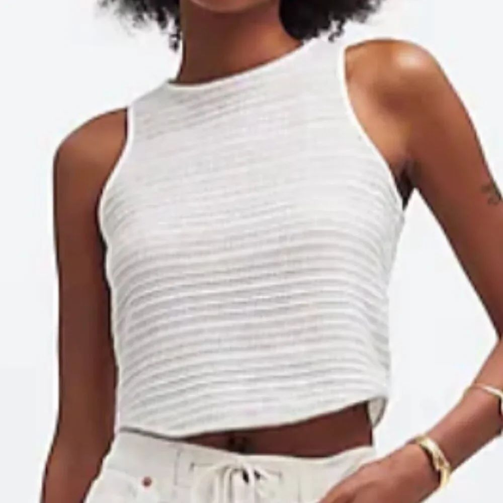Madewell Crochet-Knit Cutaway Tank in Lighthouse white NWT size small